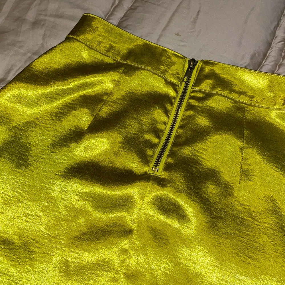 Shiny Yellow Mini Skirt - Picture 2 of 3